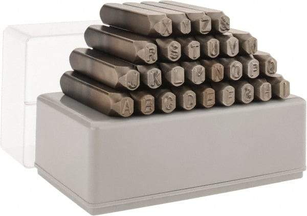 C.H. Hanson - 27 Piece, 1/4" Character Steel Stamp Set - Letters, Reverse - Strong Tooling