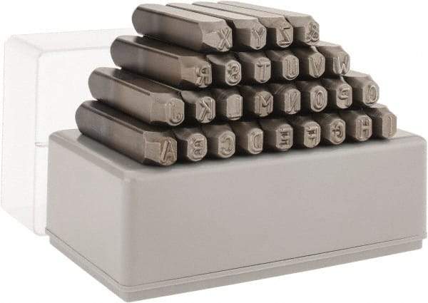 C.H. Hanson - 27 Piece, 1/4" Character Steel Stamp Set - Letters, Low Stress Round Face Full - Strong Tooling