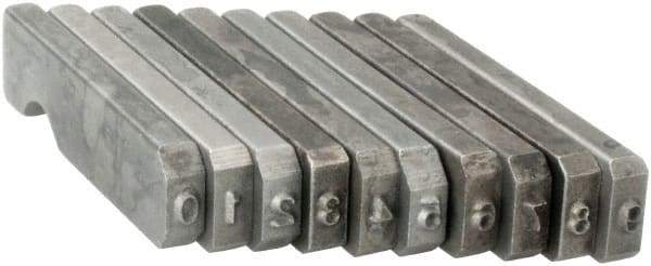 C.H. Hanson - 10 Piece, 1/16 Inch Character, Steel Type Set - 10 Character Capacity, 0-9 Content - Strong Tooling