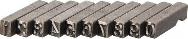 C.H. Hanson - 10 Piece, 3/16 Inch Character, Steel Type Set - 10 Character Capacity, 0-9 Content - Strong Tooling