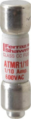 Ferraz Shawmut - 600 VAC/VDC, 0.1 Amp, Fast-Acting General Purpose Fuse - Clip Mount, 1-1/2" OAL, 100 at DC, 200 at AC kA Rating, 13/32" Diam - Strong Tooling