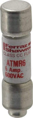 Ferraz Shawmut - 600 VAC/VDC, 6 Amp, Fast-Acting General Purpose Fuse - Clip Mount, 1-1/2" OAL, 100 at DC, 200 at AC kA Rating, 13/32" Diam - Strong Tooling