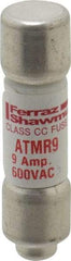 Ferraz Shawmut - 600 VAC/VDC, 9 Amp, Fast-Acting General Purpose Fuse - Clip Mount, 1-1/2" OAL, 100 at DC, 200 at AC kA Rating, 13/32" Diam - Strong Tooling