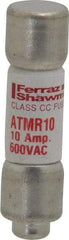 Ferraz Shawmut - 600 VAC/VDC, 10 Amp, Fast-Acting General Purpose Fuse - Clip Mount, 1-1/2" OAL, 100 at DC, 200 at AC kA Rating, 13/32" Diam - Strong Tooling