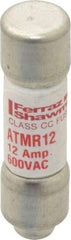 Ferraz Shawmut - 600 VAC/VDC, 12 Amp, Fast-Acting General Purpose Fuse - Clip Mount, 1-1/2" OAL, 100 at DC, 200 at AC kA Rating, 13/32" Diam - Strong Tooling