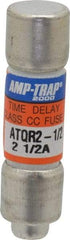 Ferraz Shawmut - 300 VDC, 600 VAC, 2.5 Amp, Time Delay General Purpose Fuse - Clip Mount, 1-1/2" OAL, 100 at DC, 200 at AC kA Rating, 13/32" Diam - Strong Tooling