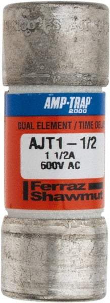 Ferraz Shawmut - 500 VDC, 600 VAC, 1.5 Amp, Time Delay General Purpose Fuse - Clip Mount, 2-1/4" OAL, 100 at DC, 200 at AC, 300 (Self-Certified) kA Rating, 13/16" Diam - Strong Tooling