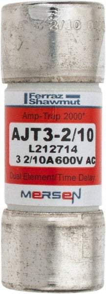 Ferraz Shawmut - 500 VDC, 600 VAC, 3.2 Amp, Time Delay General Purpose Fuse - Clip Mount, 2-1/4" OAL, 100 at DC, 200 at AC, 300 (Self-Certified) kA Rating, 13/16" Diam - Strong Tooling