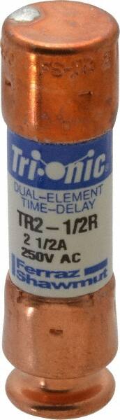 Ferraz Shawmut - 250 VAC/VDC, 2.5 Amp, Time Delay General Purpose Fuse - Clip Mount, 50.8mm OAL, 20 at DC, 200 at AC kA Rating, 9/16" Diam - Strong Tooling