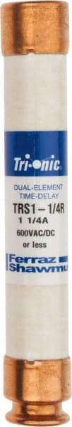 Ferraz Shawmut - 600 VAC/VDC, 1.25 Amp, Time Delay General Purpose Fuse - Clip Mount, 127mm OAL, 20 at DC, 200 at AC kA Rating, 13/16" Diam - Strong Tooling