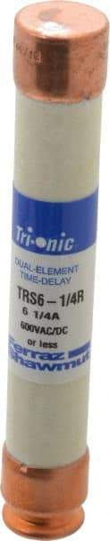 Ferraz Shawmut - 600 VAC/VDC, 6.25 Amp, Time Delay General Purpose Fuse - Clip Mount, 127mm OAL, 20 at DC, 200 at AC kA Rating, 13/16" Diam - Strong Tooling