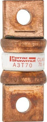 Ferraz Shawmut - 160 VDC, 300 VAC, 70 Amp, Fast-Acting General Purpose Fuse - Bolt-on Mount, 2-5/32" OAL, 200 at AC, 50 at DC kA Rating, 13/16" Diam - Strong Tooling