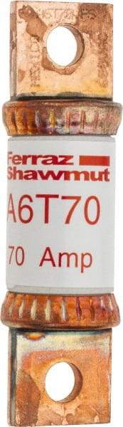 Ferraz Shawmut - 300 VDC & 600 VAC, 70 Amp, Fast-Acting General Purpose Fuse - Bolt-on Mount, 75mm OAL, 100 at DC, 200 at AC kA Rating, 13/16" Diam - Strong Tooling