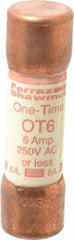 Ferraz Shawmut - 250 VAC/VDC, 6 Amp, Fast-Acting General Purpose Fuse - Clip Mount, 50.8mm OAL, 20 at DC, 50 at AC kA Rating, 9/16" Diam - Strong Tooling