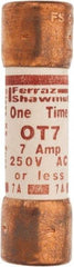 Ferraz Shawmut - 250 VAC/VDC, 7 Amp, Fast-Acting General Purpose Fuse - Clip Mount, 50.8mm OAL, 20 at DC, 50 at AC kA Rating, 9/16" Diam - Strong Tooling