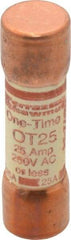 Ferraz Shawmut - 250 VAC/VDC, 25 Amp, Fast-Acting General Purpose Fuse - Clip Mount, 50.8mm OAL, 20 at DC, 50 at AC kA Rating, 9/16" Diam - Strong Tooling