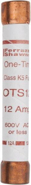 Ferraz Shawmut - 300 VDC, 600 VAC, 12 Amp, Fast-Acting General Purpose Fuse - Clip Mount, 127mm OAL, 20 at DC, 50 at AC kA Rating, 13/16" Diam - Strong Tooling