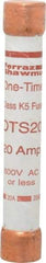 Ferraz Shawmut - 300 VDC, 600 VAC, 20 Amp, Fast-Acting General Purpose Fuse - Clip Mount, 127mm OAL, 20 at DC, 50 at AC kA Rating, 13/16" Diam - Strong Tooling