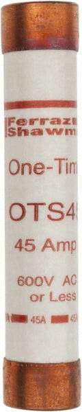 Ferraz Shawmut - 300 VDC, 600 VAC, 45 Amp, Fast-Acting General Purpose Fuse - Clip Mount, 5-1/2" OAL, 20 at DC, 50 at AC kA Rating, 1-1/16" Diam - Strong Tooling