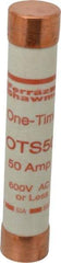 Ferraz Shawmut - 300 VDC, 600 VAC, 50 Amp, Fast-Acting General Purpose Fuse - Clip Mount, 5-1/2" OAL, 20 at DC, 50 at AC kA Rating, 1-1/16" Diam - Strong Tooling