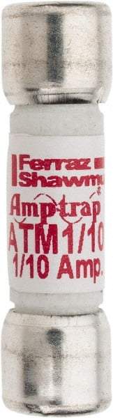 Ferraz Shawmut - 600 VAC/VDC, 0.1 Amp, Fast-Acting General Purpose Fuse - Clip Mount, 1-1/2" OAL, 100 at AC/DC kA Rating, 13/32" Diam - Strong Tooling