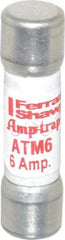 Ferraz Shawmut - 600 VAC/VDC, 6 Amp, Fast-Acting General Purpose Fuse - Clip Mount, 1-1/2" OAL, 100 at AC/DC kA Rating, 13/32" Diam - Strong Tooling