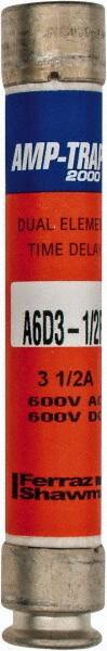 Ferraz Shawmut - 600 VAC/VDC, 3.5 Amp, Time Delay General Purpose Fuse - Clip Mount, 127mm OAL, 100 at DC, 200 at AC kA Rating, 13/16" Diam - Strong Tooling