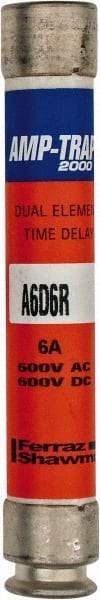 Ferraz Shawmut - 600 VAC/VDC, 6 Amp, Time Delay General Purpose Fuse - Clip Mount, 127mm OAL, 100 at DC, 200 at AC kA Rating, 13/16" Diam - Strong Tooling