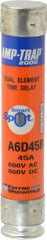 Ferraz Shawmut - 600 VAC/VDC, 45 Amp, Time Delay General Purpose Fuse - Clip Mount, 5-1/2" OAL, 100 at DC, 200 at AC kA Rating, 1-1/16" Diam - Strong Tooling