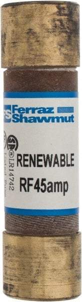 Ferraz Shawmut - 250 VAC, 45 Amp, Fast-Acting Renewable Fuse - Clip Mount, 76mm OAL, 10 at AC kA Rating, 13/16" Diam - Strong Tooling