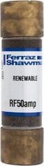 Ferraz Shawmut - 250 VAC, 50 Amp, Fast-Acting Renewable Fuse - Clip Mount, 76mm OAL, 10 at AC kA Rating, 13/16" Diam - Strong Tooling