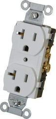 Hubbell Wiring Device-Kellems - 125 VAC, 20 Amp, 5-20R NEMA Configuration, White, Specification Grade, Self Grounding Duplex Receptacle - 1 Phase, 2 Poles, 3 Wire, Flush Mount - Strong Tooling