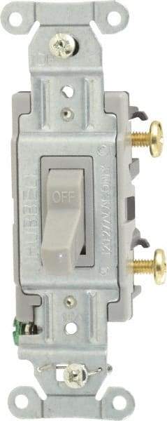 Hubbell Wiring Device-Kellems - 1 Pole, 120 to 277 VAC, 15 Amp, Commercial Grade, Toggle, Wall and Dimmer Light Switch - 4-1/16 Inch High - Strong Tooling