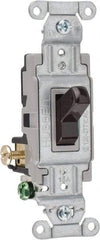 Hubbell Wiring Device-Kellems - 3 Pole, 120 to 277 VAC, 15 Amp, Commercial Grade, Toggle, Wall and Dimmer Light Switch - 4-1/16 Inch High - Strong Tooling