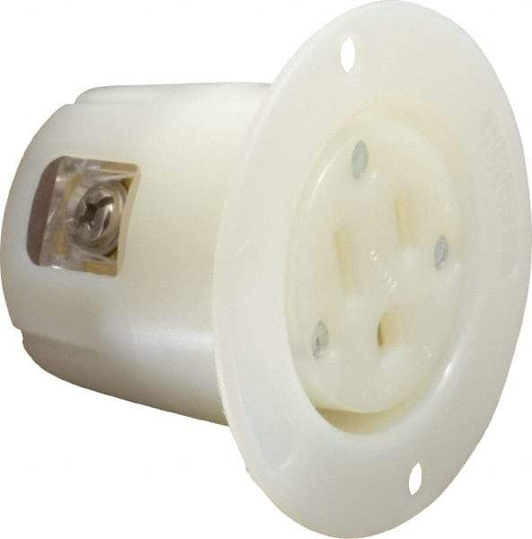 Hubbell Wiring Device-Kellems - 125 VAC, 20 Amp, 5-20R NEMA Configuration, White, Industrial Grade, Self Grounding Single Receptacle - 1 Phase, 2 Poles, 3 Wire, Flush Mount - Strong Tooling