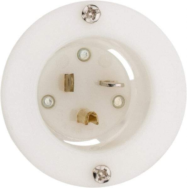 Hubbell Wiring Device-Kellems - 125 VAC, 20 Amp, 5-20P NEMA Configuration, White, Industrial Grade, Self Grounding Single Receptacle - 1 Phase, 2 Poles, 3 Wire, Flush Mount - Strong Tooling