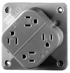 Hubbell Wiring Device-Kellems - 125 VAC, 15 Amp, 5-15R NEMA Configuration, Brown, Hospital Grade, Self Grounding Fourplex Receptacle - 1 Phase, 2 Poles, 3 Wire, Flush Mount, Impact Resistant - Strong Tooling