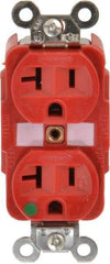 Hubbell Wiring Device-Kellems - 125 VAC, 20 Amp, 5-20R NEMA Configuration, Red, Hospital Grade, Self Grounding Duplex Receptacle - 1 Phase, 2 Poles, 3 Wire, Flush Mount, Tamper Resistant - Strong Tooling