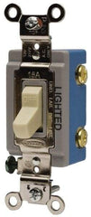 Hubbell Wiring Device-Kellems - 3 Pole, 120 to 277 VAC, 20 Amp, Residential Grade, Toggle, Wall and Dimmer Light Switch - 1-5/16 Inch Wide x 4-1/16 Inch High - Strong Tooling