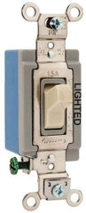 Hubbell Wiring Device-Kellems - 1 Pole, 120 to 277 VAC, 15 Amp, Residential Grade, Toggle, Wall and Dimmer Light Switch - 1-5/16 Inch Wide x 4-1/16 Inch High - Strong Tooling