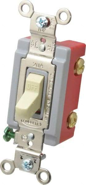 Hubbell Wiring Device-Kellems - 1 Pole, 120 to 277 VAC, 20 Amp, Industrial Grade, Toggle, Wall and Dimmer Light Switch - 1-5/16 Inch Wide x 4-1/16 Inch High - Strong Tooling