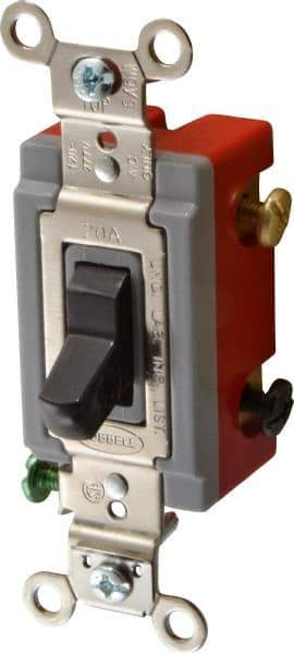 Hubbell Wiring Device-Kellems - 3 Pole, 120 to 277 VAC, 20 Amp, Industrial Grade, Toggle, Wall and Dimmer Light Switch - 1-5/16 Inch Wide x 4-1/16 Inch High - Strong Tooling