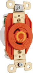 Hubbell Wiring Device-Kellems - 125 VAC, 20 Amp, 5-20R NEMA Configuration, Orange, Industrial Grade, Isolated Ground Single Receptacle - 1 Phase, 2 Poles, 3 Wire, Flush Mount - Strong Tooling