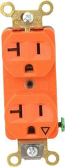 Hubbell Wiring Device-Kellems - 125 VAC, 20 Amp, 5-20R NEMA Configuration, Orange, Specification Grade, Isolated Ground Duplex Receptacle - 1 Phase, 2 Poles, 3 Wire, Flush Mount, Corrosion, Heat and Impact Resistant - Strong Tooling