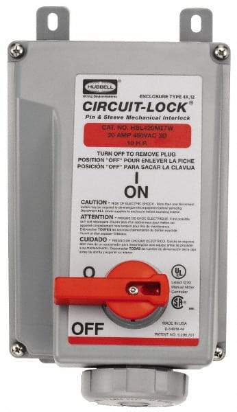 Hubbell Wiring Device-Kellems - 3 Phase, 600 VAC, 60 Amp, 40 hp, 4 Pin Configuration, Interlock Receptacle - 3 Poles, IEC 60309, Black - Strong Tooling