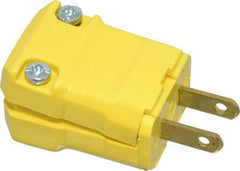 Hubbell Wiring Device-Kellems - 125 VAC, 15 Amp, 1-15P NEMA, Valise, Ungrounded, Commercial, Industrial Grade Plug - 2 Pole, 2 Wire, 1 Phase, 1/2 hp, Nylon, Yellow - Strong Tooling