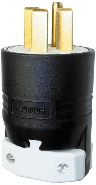 Hubbell Wiring Device-Kellems - 250 VAC, 30 Amp, 15-30P NEMA, Straight, Self Grounding, Commercial, Industrial Grade Plug - 3 Pole, 4 Wire, 3 Phase, 3 hp, Nylon, Black, White - Strong Tooling