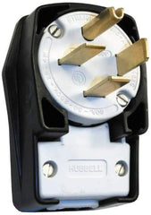 Hubbell Wiring Device-Kellems - 250 VAC, 60 Amp, 15-60P NEMA, Angled, Self Grounding, Commercial, Industrial Grade Plug - 3 Pole, 4 Wire, 3 Phase, 10 hp, Nylon, Black, White - Strong Tooling