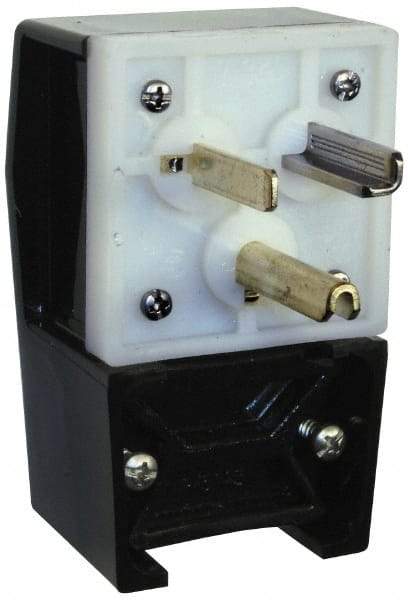 Hubbell Wiring Device-Kellems - 125 VAC, 30 Amp, 5-30P NEMA, Angled, Self Grounding, Commercial, Industrial Grade Plug - 2 Pole, 3 Wire, 1 Phase, 2 hp, Nylon, Black, White - Strong Tooling