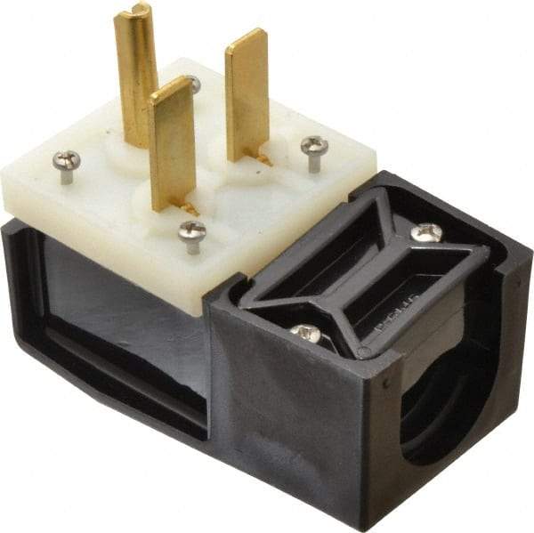 Hubbell Wiring Device-Kellems - 250 VAC, 30 Amp, 6-30P NEMA, Angled, Self Grounding, Commercial, Industrial Grade Plug - 2 Pole, 3 Wire, 1 Phase, 2 hp, Nylon, Black, White - Strong Tooling